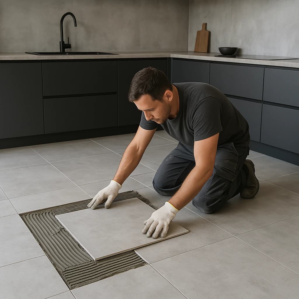 Projet : Parquet gris effet béton (Cuisine – Metz Devant-les-Ponts)