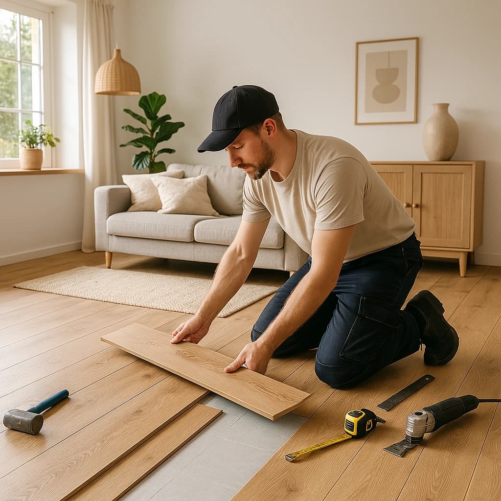 Projet : Parquet stratifié chêne clair (Salon – Montigny-lès-Metz)